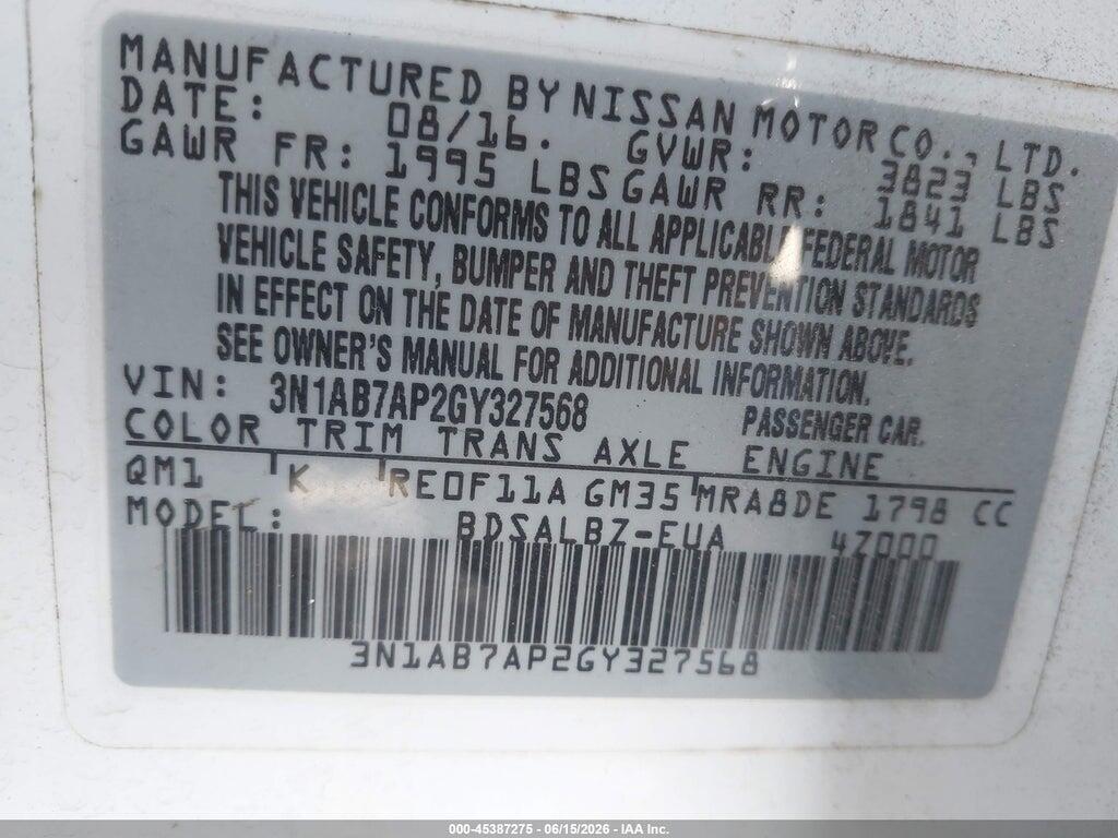 3N1AB7AP2GY327568 2016 NISSAN SENTRA photo no. 9