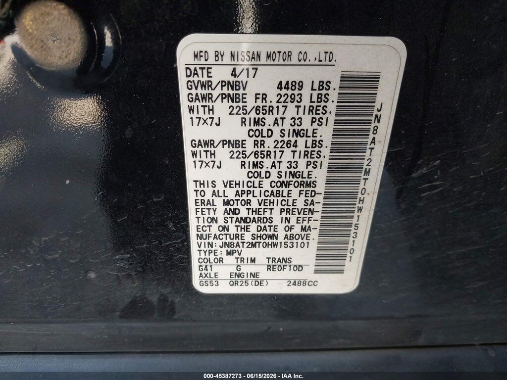 JN8AT2MT0HW153101 2017 NISSAN ROGUE photo no. 9