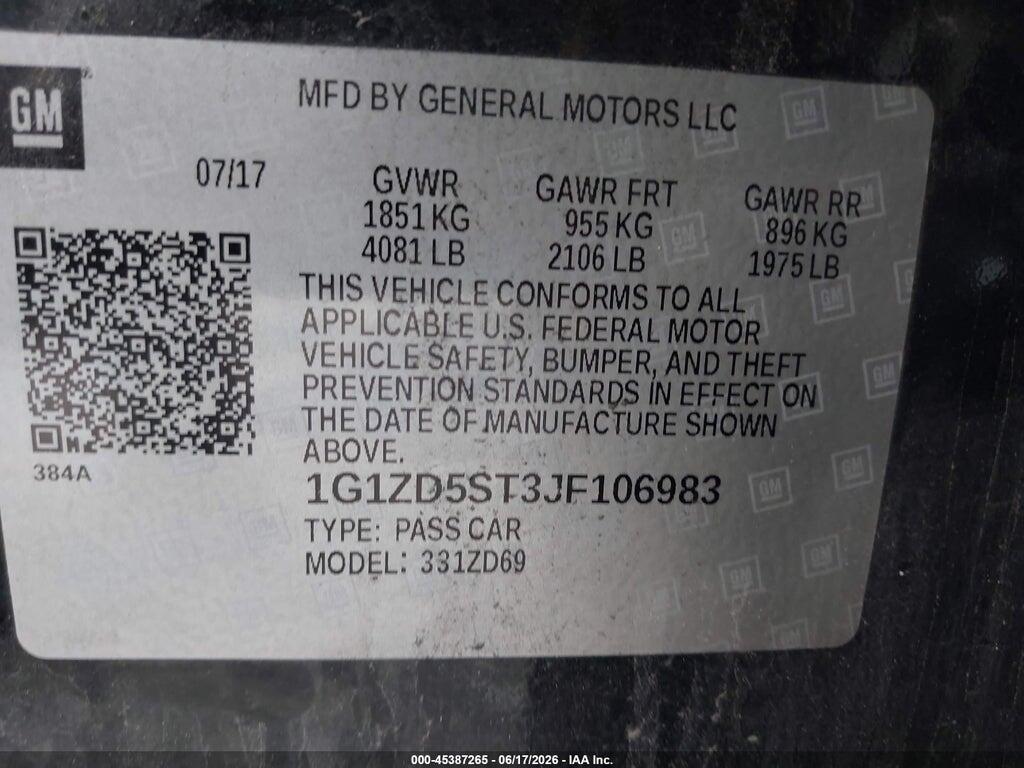 1G1ZD5ST3JF106983 2018 CHEVROLET MALIBU photo no. 9