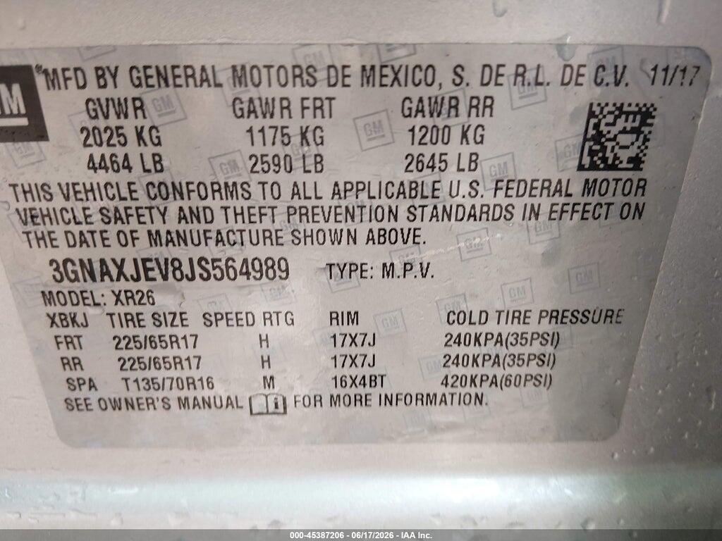 3GNAXJEV8JS564989 2018 CHEVROLET EQUINOX photo no. 9