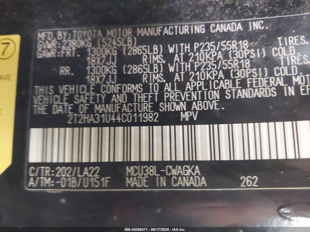 2T2HA31U44C011982 2004 LEXUS RX 330 photo no. 9