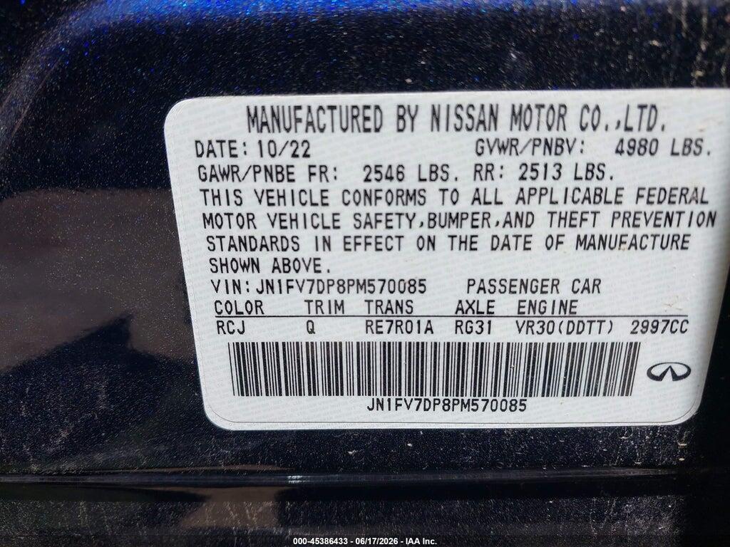 JN1FV7DP8PM570085 2023 INFINITI Q50 photo no. 9
