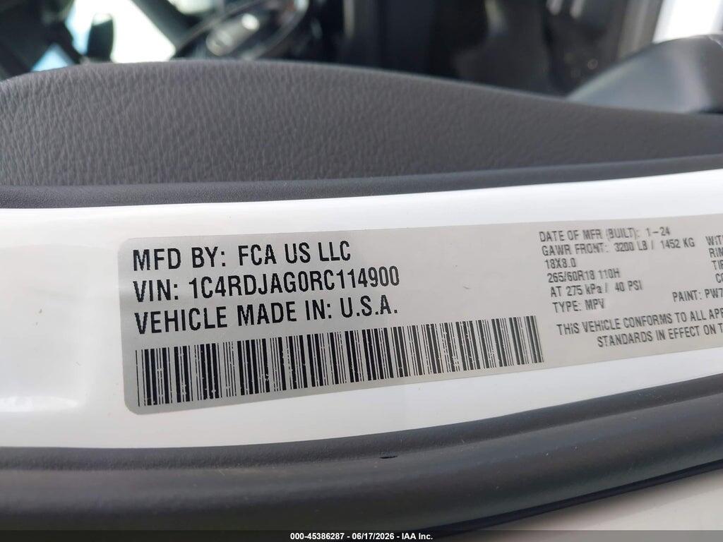 1C4RDJAG0RC114900 2024 DODGE DURANGO photo no. 9