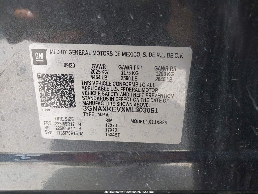 3GNAXKEVXML303061 2021 CHEVROLET EQUINOX photo no. 9