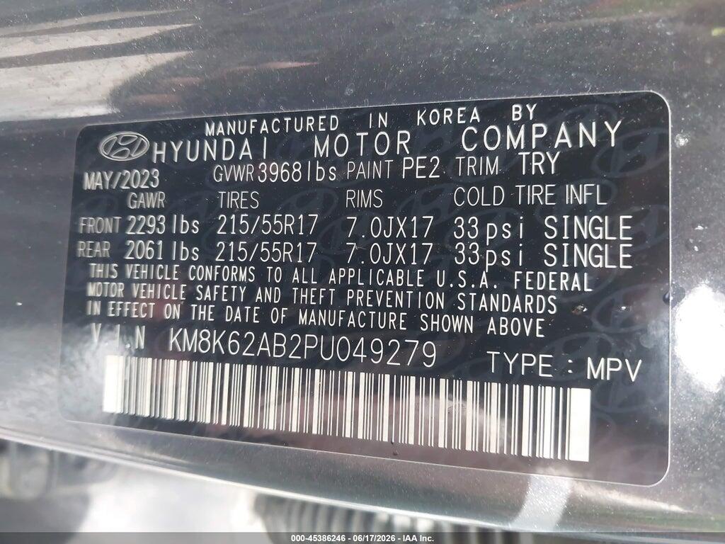 KM8K62AB2PU049279 2023 HYUNDAI KONA photo no. 9
