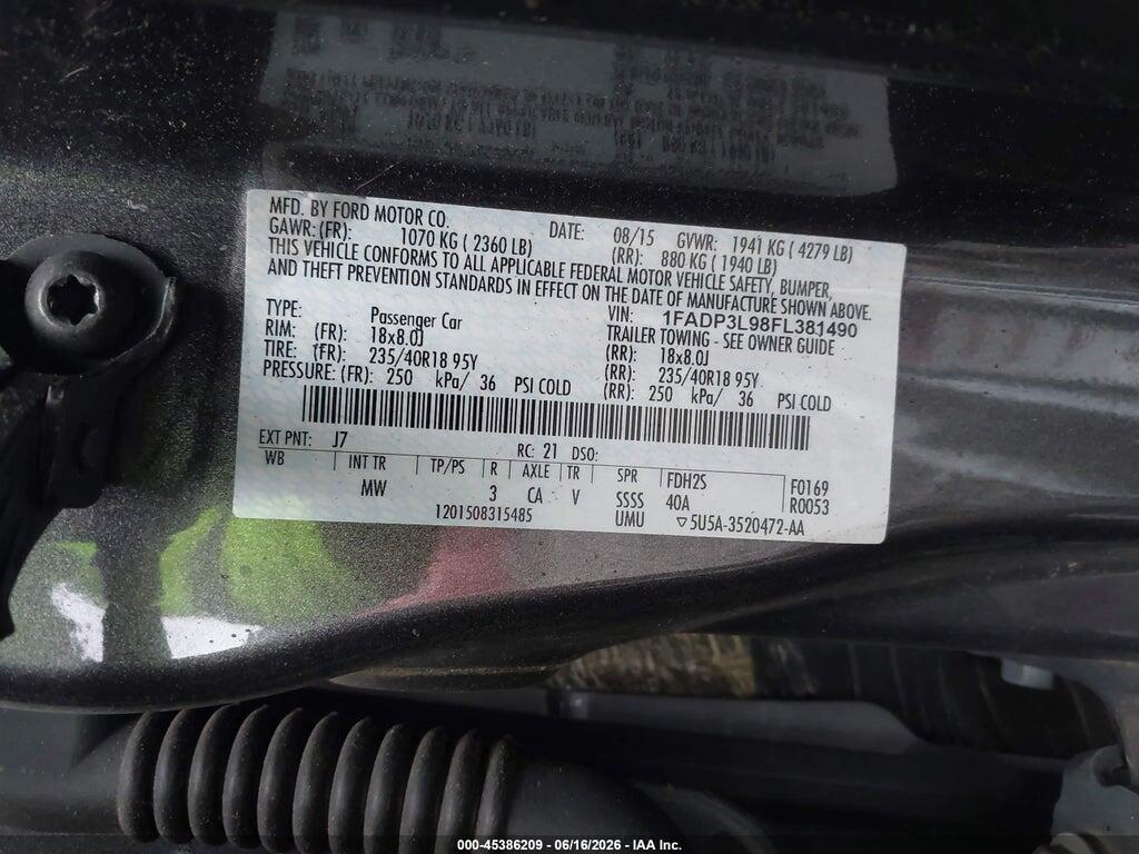 1FADP3L98FL381490 2015 FORD FOCUS ST photo no. 9