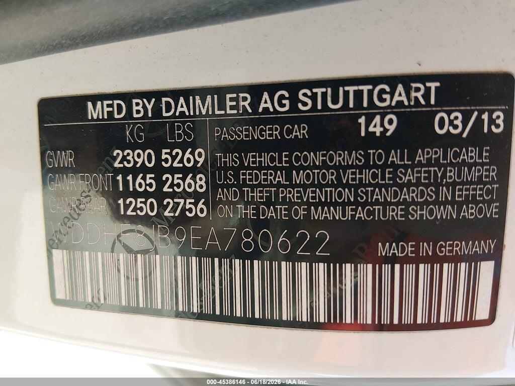 WDDHF8JB9EA780622 2014 MERCEDES-BENZ E 350 photo no. 9