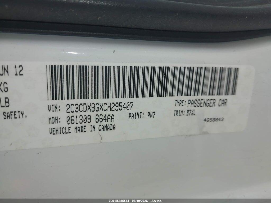 2C3CDXBGXCH295407 2012 DODGE CHARGER photo no. 9