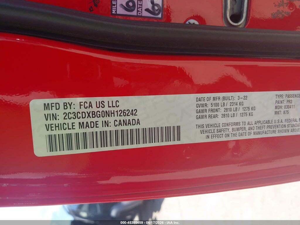 2C3CDXBG0NH126242 2022 DODGE CHARGER photo no. 9