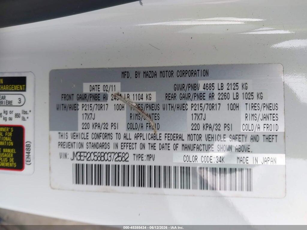 JM3ER2C58B0372582 2011 MAZDA CX-7 photo no. 9