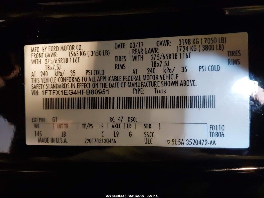 1FTFX1EG4HFB80951 2017 FORD F-150 photo no. 9