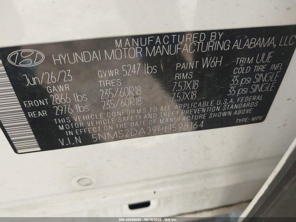 5NMS2DAJ9PH598164 2023 HYUNDAI SANTA FE photo no. 9