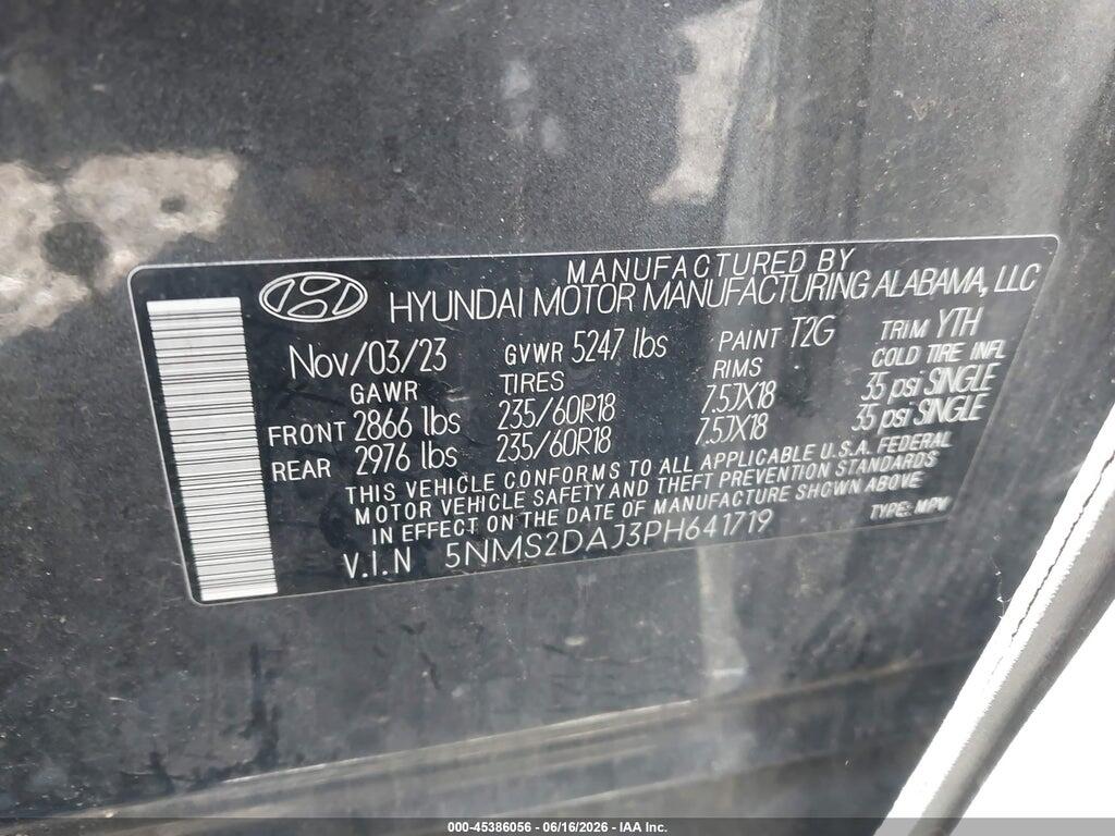 5NMS2DAJ3PH641719 2023 HYUNDAI SANTA FE photo no. 9