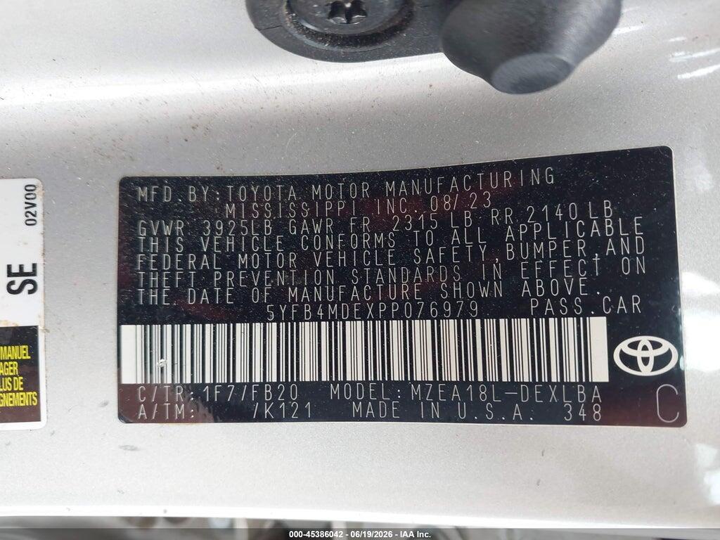 5YFB4MDEXPP076979 2023 TOYOTA COROLLA photo no. 9