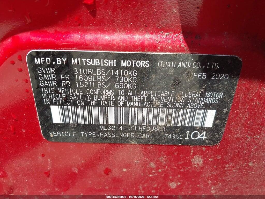 ML32F4FJ5LHF09883 2020 MITSUBISHI MIRAGE G4 photo no. 9