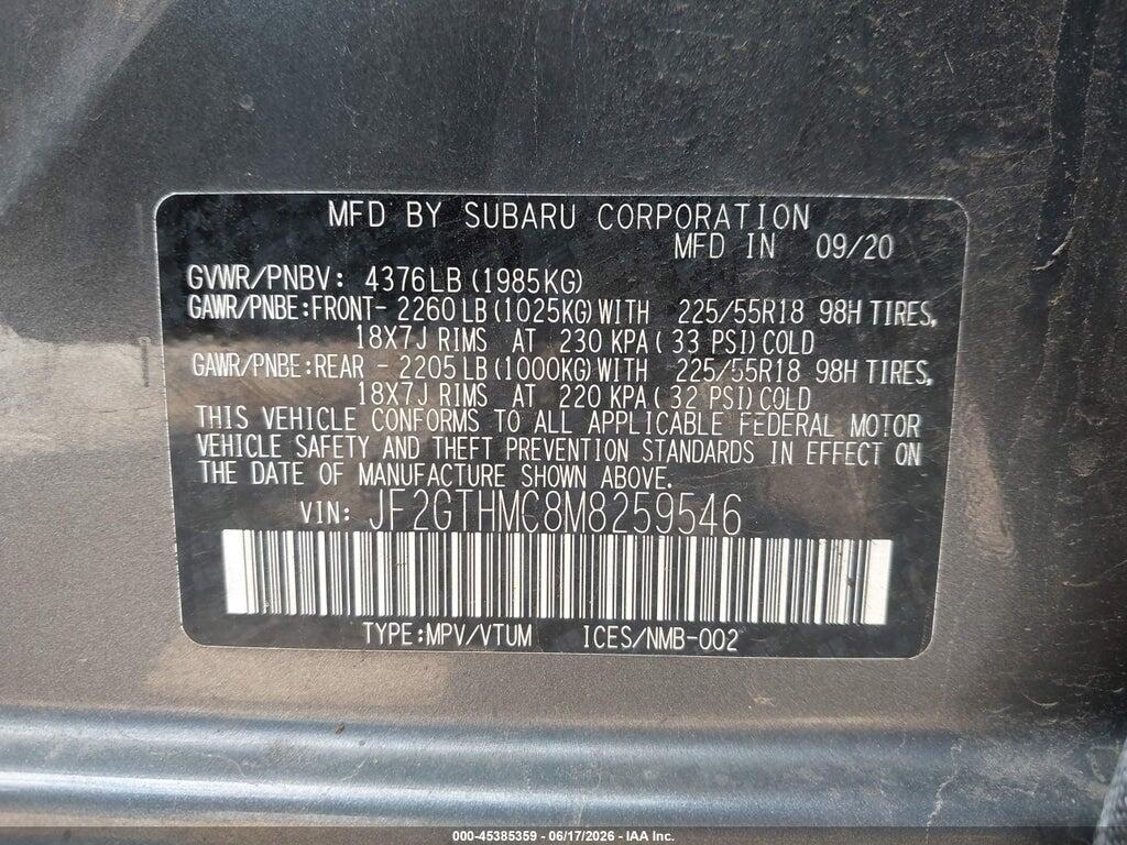 JF2GTHMC8M8259546 2021 SUBARU CROSSTREK photo no. 9