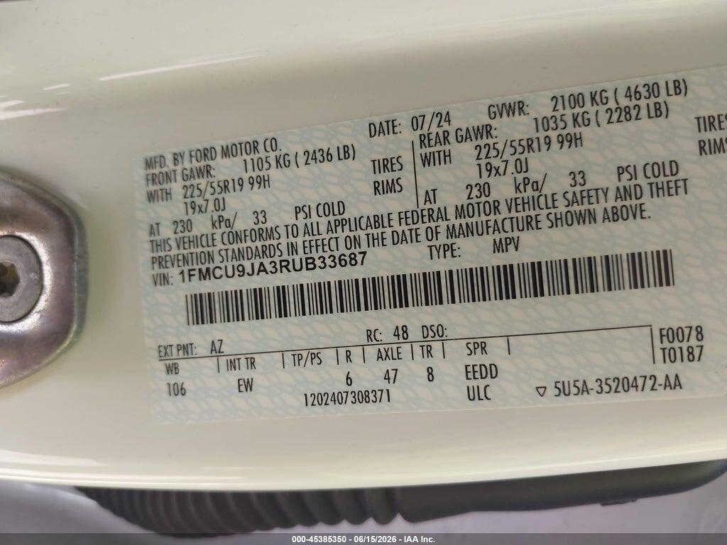 1FMCU9JA3RUB33687 2024 FORD ESCAPE photo no. 9