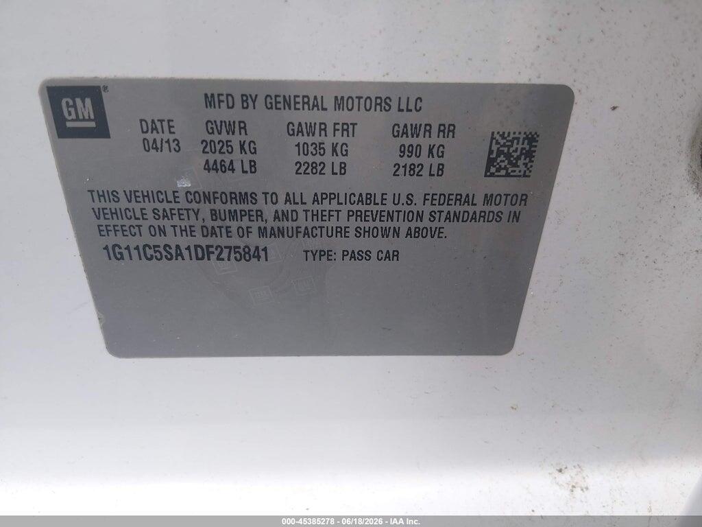 1G11C5SA1DF275841 2013 CHEVROLET MALIBU photo no. 9