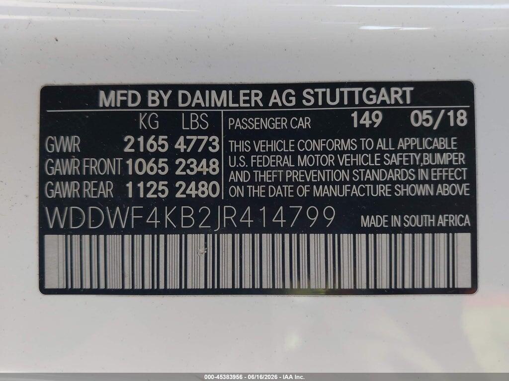WDDWF4KB2JR414799 2018 MERCEDES-BENZ C 300 photo no. 9