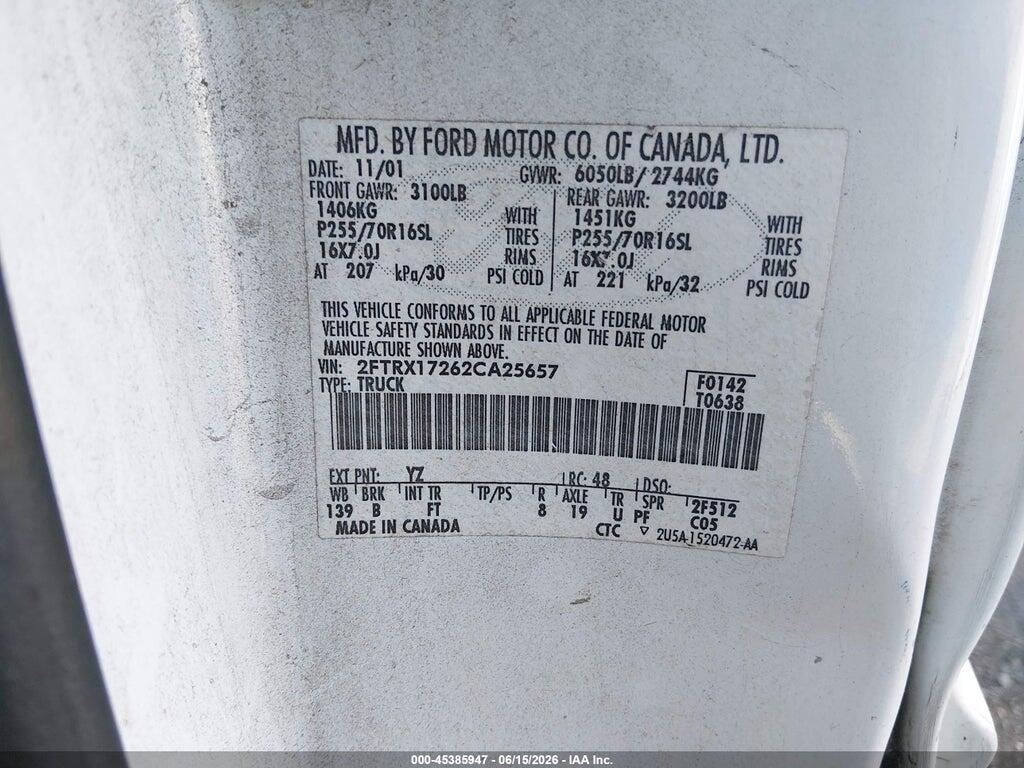 2FTRX17262CA25657 2002 FORD F-150 photo no. 9