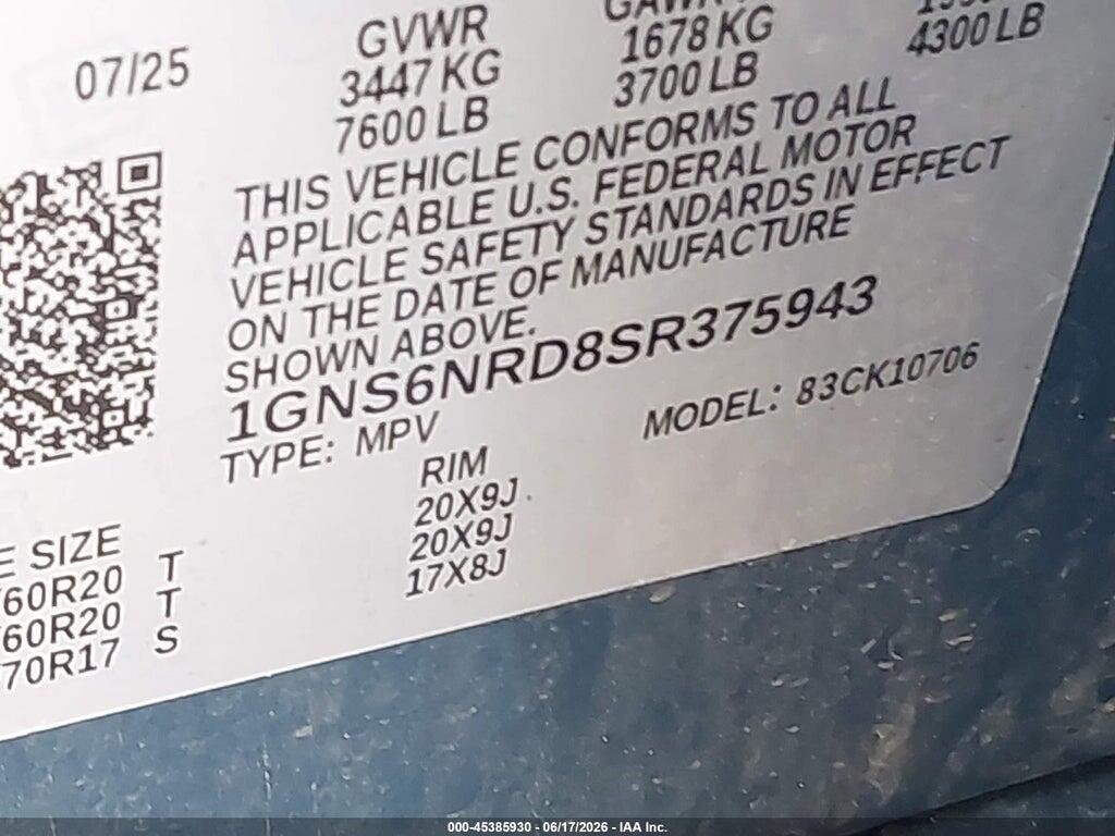 1GNS6NRD8SR375943 2025 CHEVROLET TAHOE photo no. 9