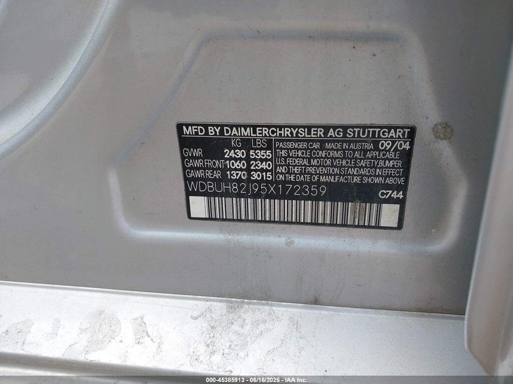 WDBUH82J95X172359 2005 MERCEDES-BENZ E 320 photo no. 9