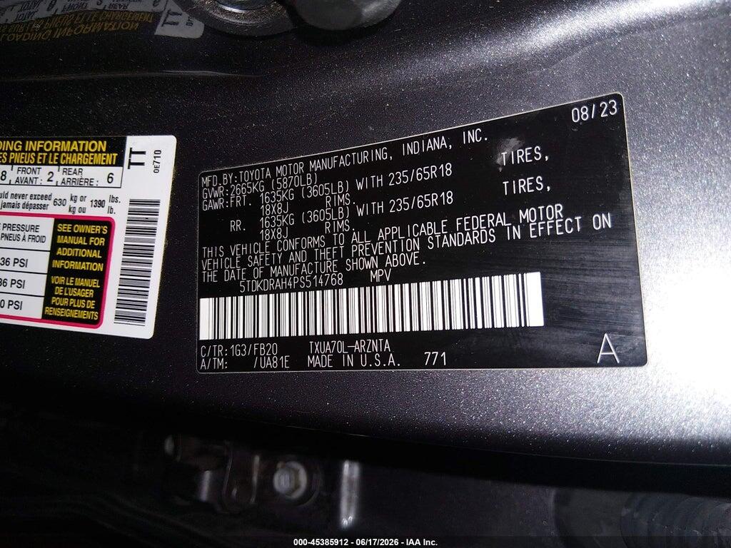 5TDKDRAH4PS514768 2023 TOYOTA HIGHLANDER photo no. 9
