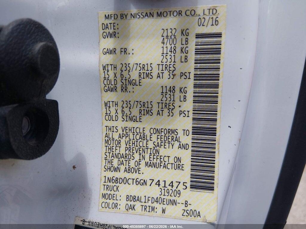 1N6BD0CT6GN741475 2016 NISSAN FRONTIER photo no. 9