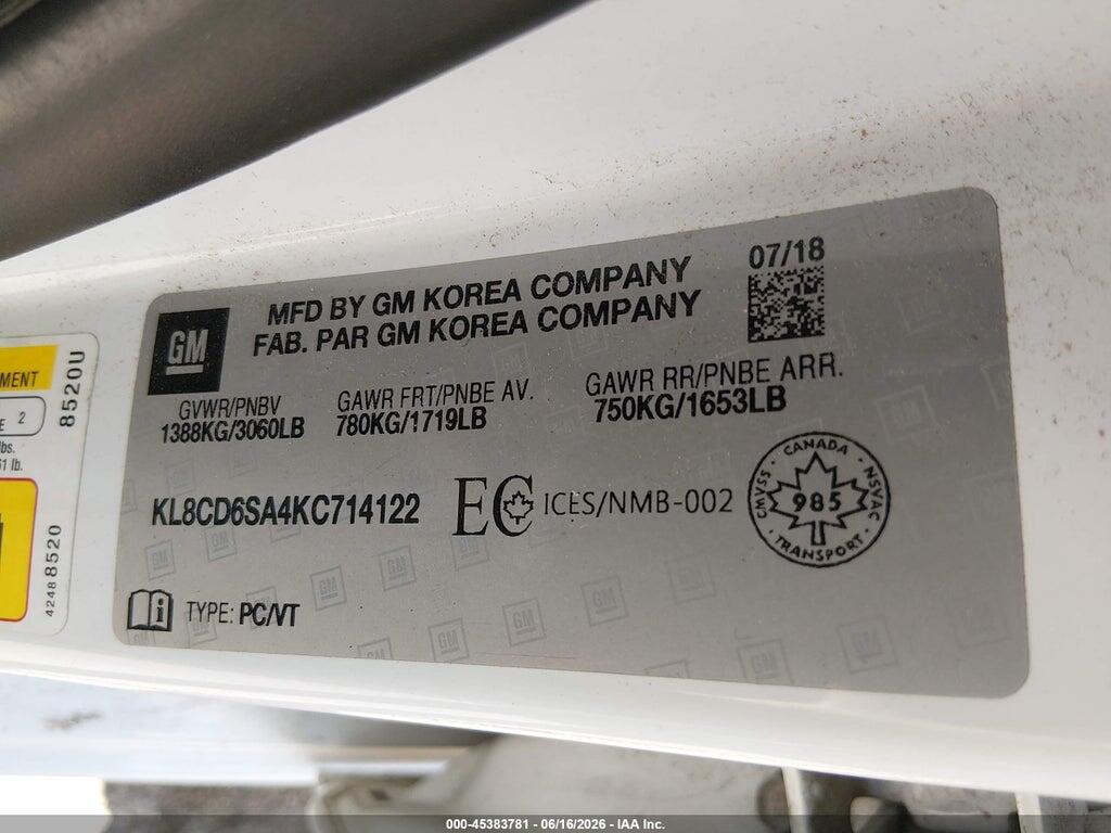 KL8CD6SA4KC714122 2019 CHEVROLET SPARK photo no. 9