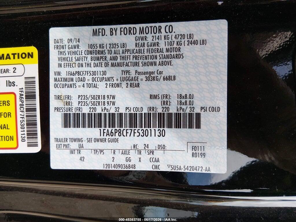 1FA6P8CF7F5301130 2015 FORD MUSTANG photo no. 9