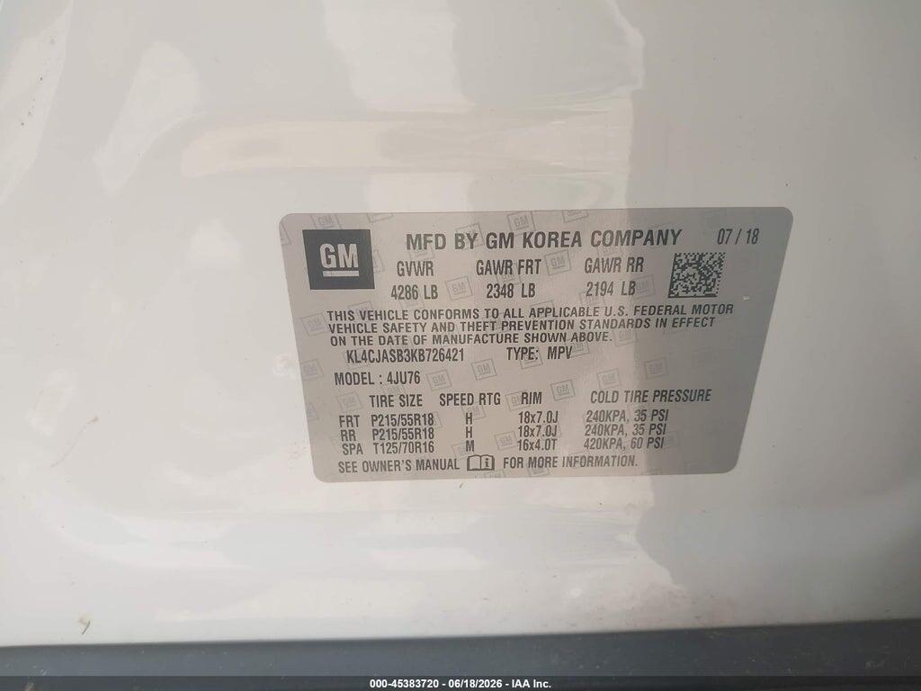 KL4CJASB3KB726421 2019 BUICK ENCORE photo no. 9