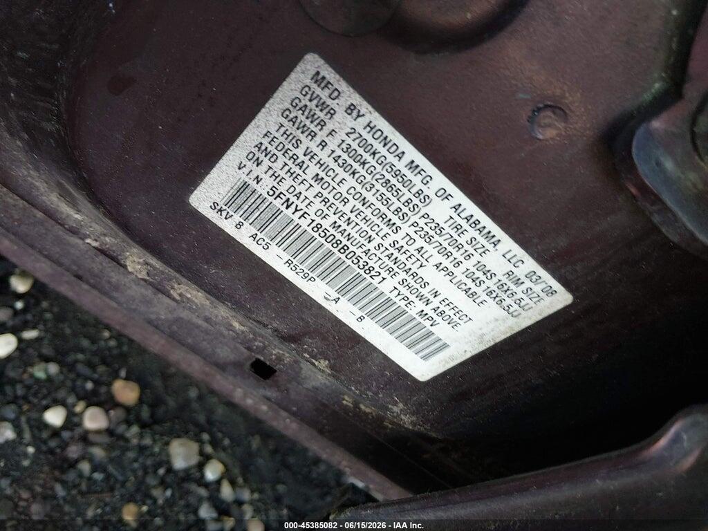 5FNYF18508B053821 2008 HONDA PILOT photo no. 9