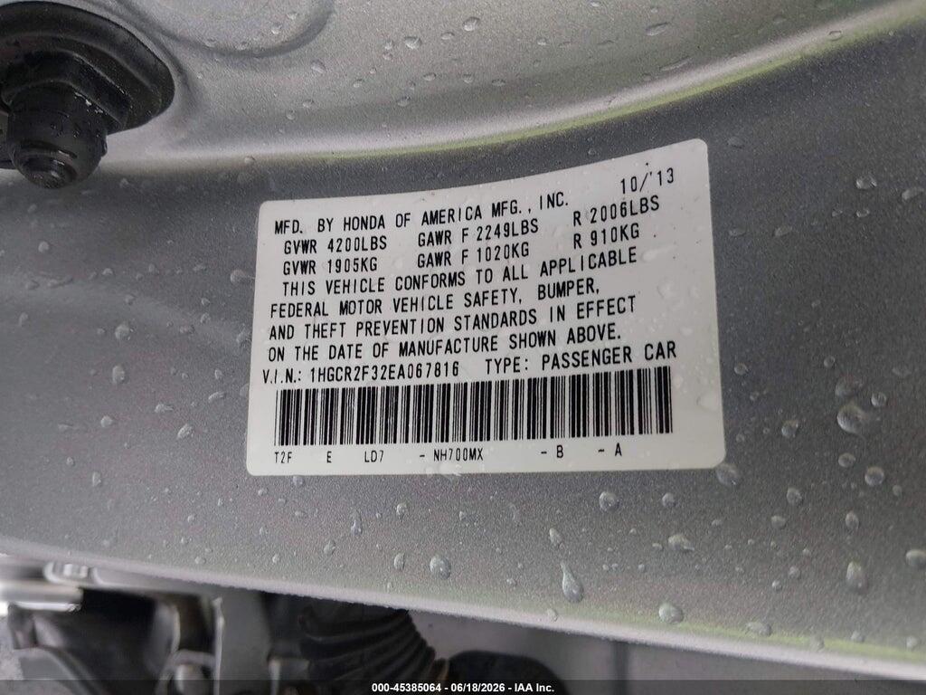 1HGCR2F32EA067816 2014 HONDA ACCORD photo no. 9