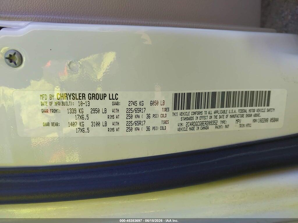 2C4RDGCG8ER209352 2014 DODGE GRAND CARAVAN photo no. 9