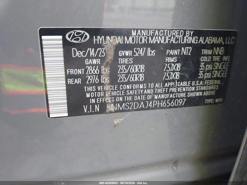 5NMS2DAJ4PH656097 2023 HYUNDAI SANTA FE photo no. 9