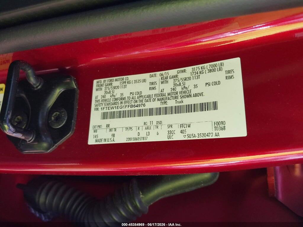 1FTEW1EG1FFB64976 2015 FORD F-150 photo no. 9