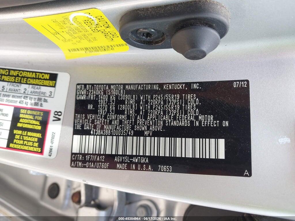 4T3BA3BB1DU035749 2013 TOYOTA VENZA photo no. 9