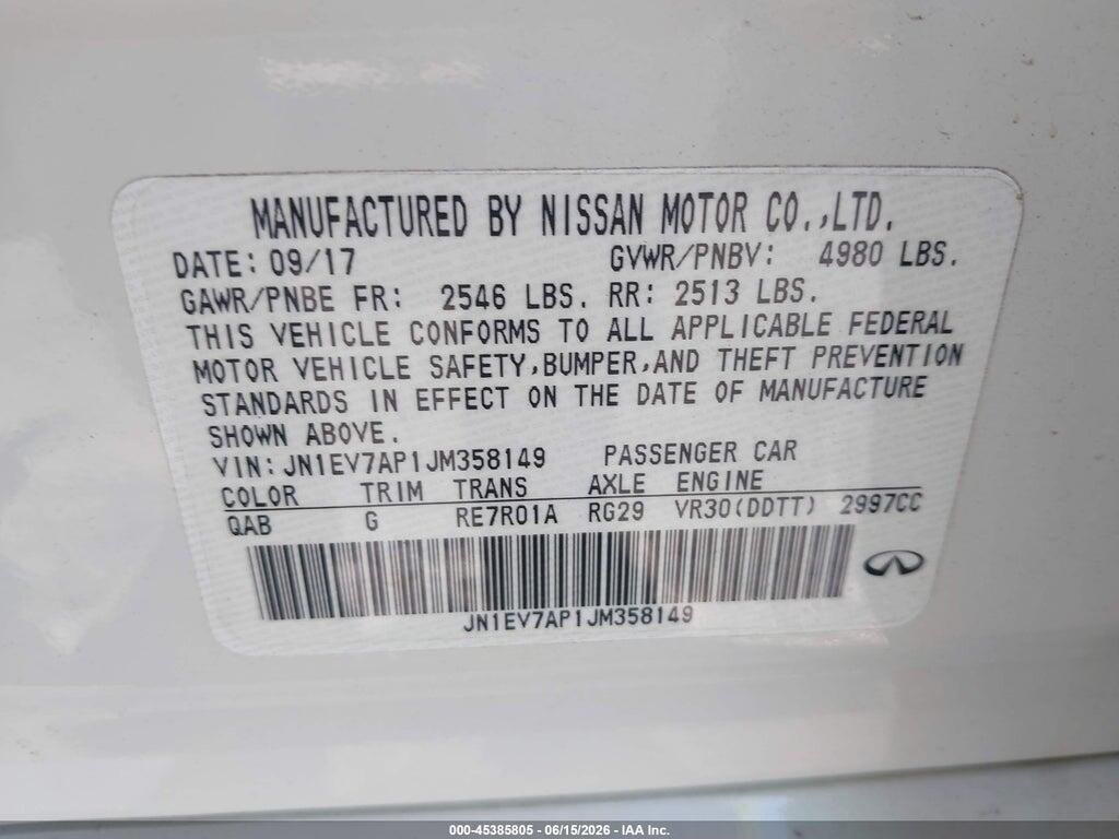 JN1EV7AP1JM358149 2018 INFINITI Q50 photo no. 9