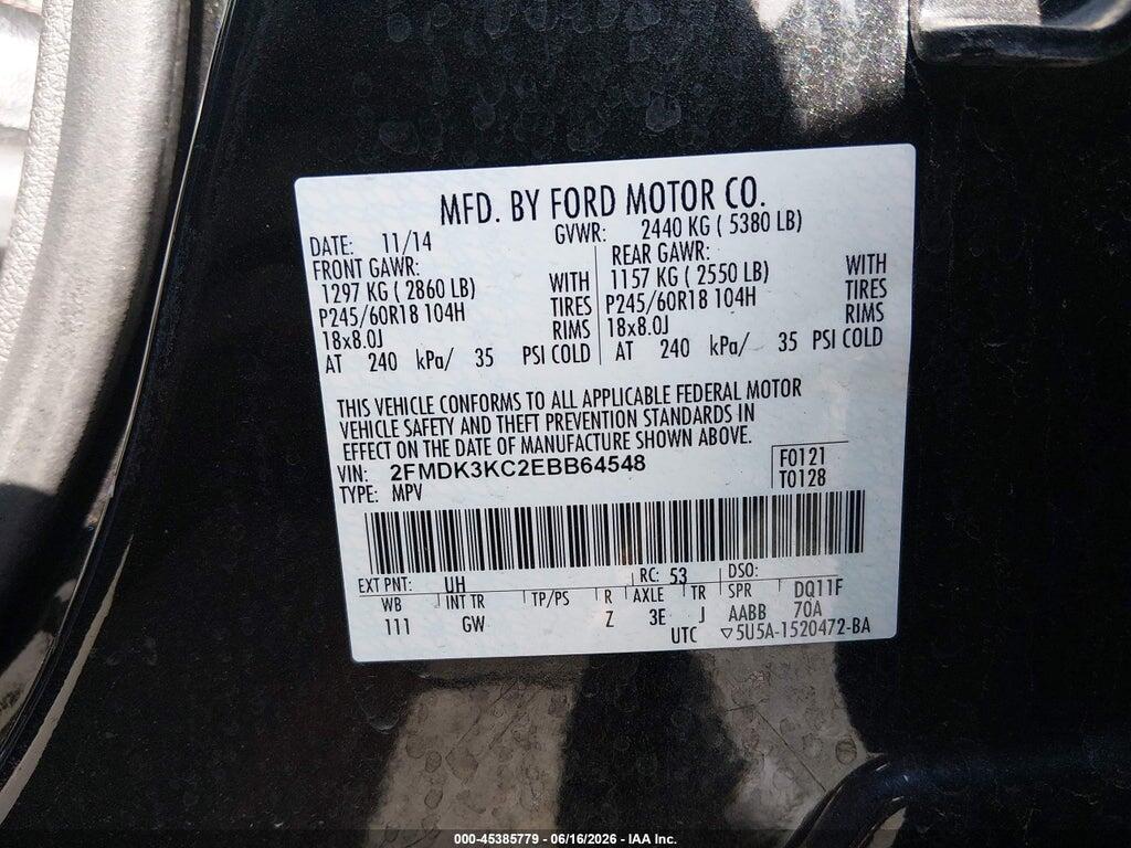 2FMDK3KC2EBB64548 2014 FORD EDGE photo no. 9