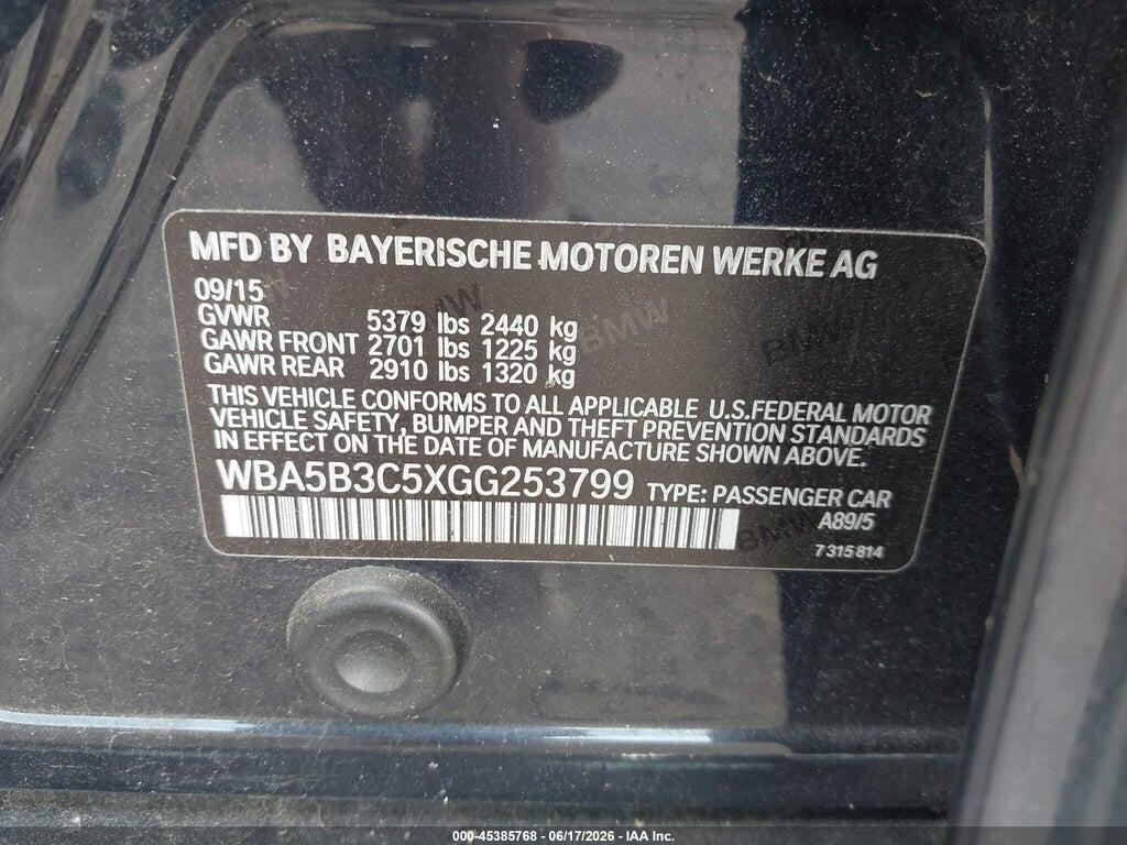 WBA5B3C5XGG253799 2016 BMW 535I photo no. 9