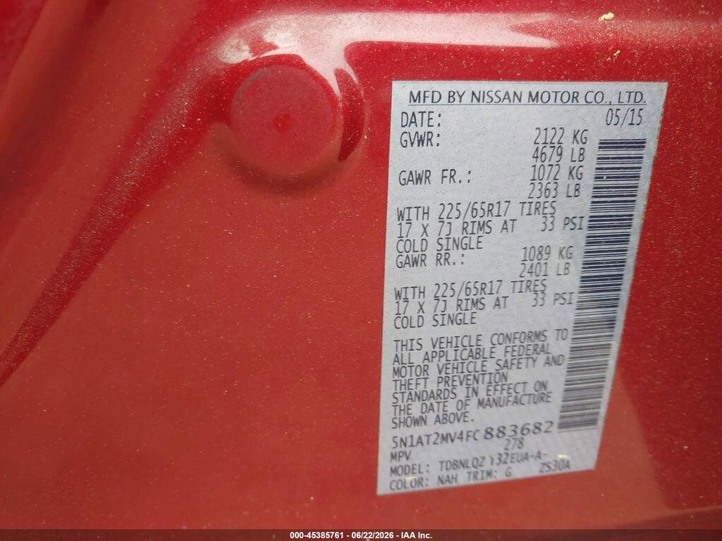 5N1AT2MV4FC883682 2015 NISSAN ROGUE photo no. 9