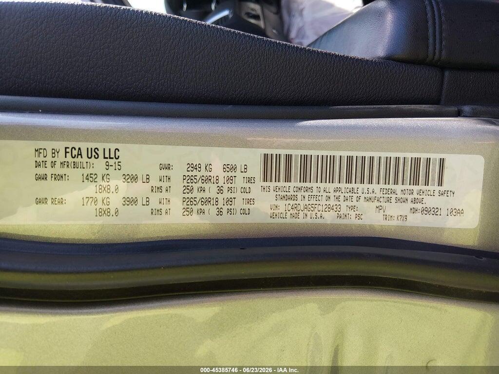1C4RDJAG5FC128433 2015 DODGE DURANGO photo no. 9