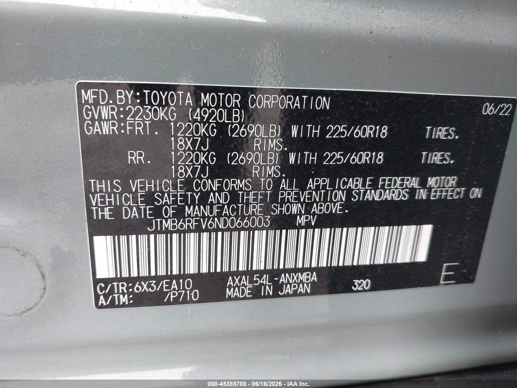 JTMB6RFV6ND066003 2022 TOYOTA RAV4 HYBRID photo no. 9
