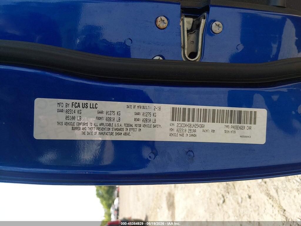 2C3CDXHG8JH254360 2018 DODGE CHARGER photo no. 9