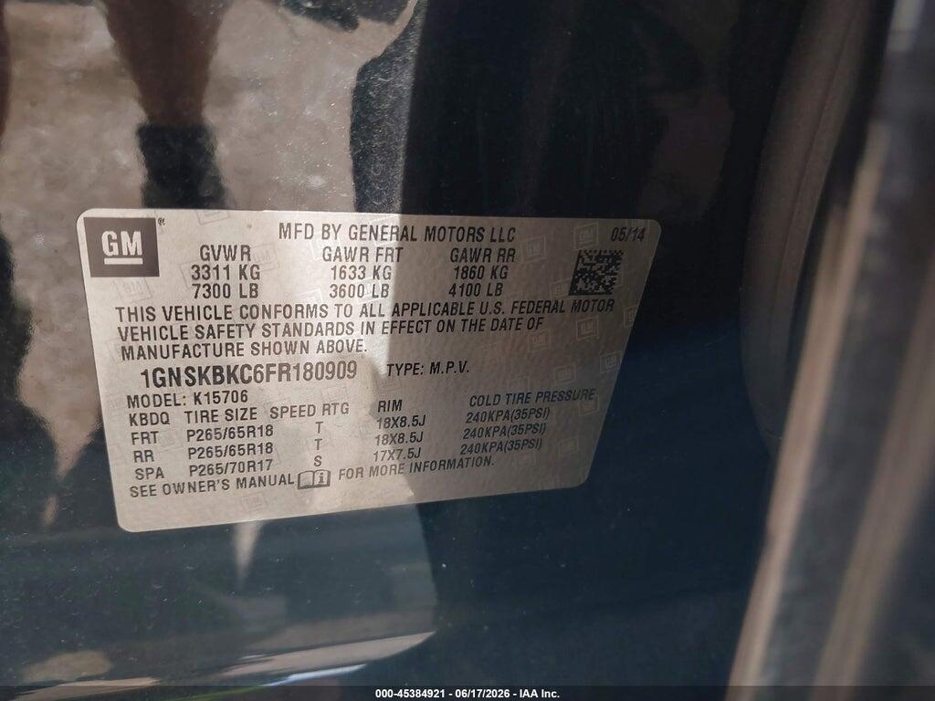 1GNSKBKC6FR180909 2015 CHEVROLET TAHOE photo no. 9