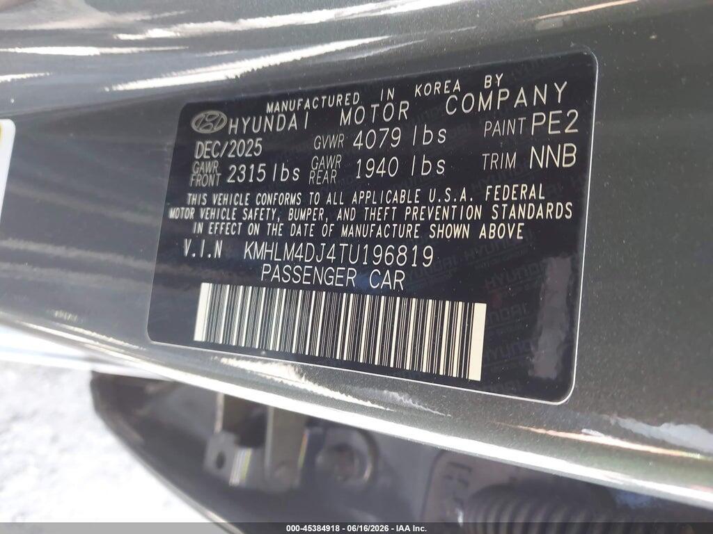 KMHLM4DJ4TU196819 2026 HYUNDAI ELANTRA HYBRID photo no. 9