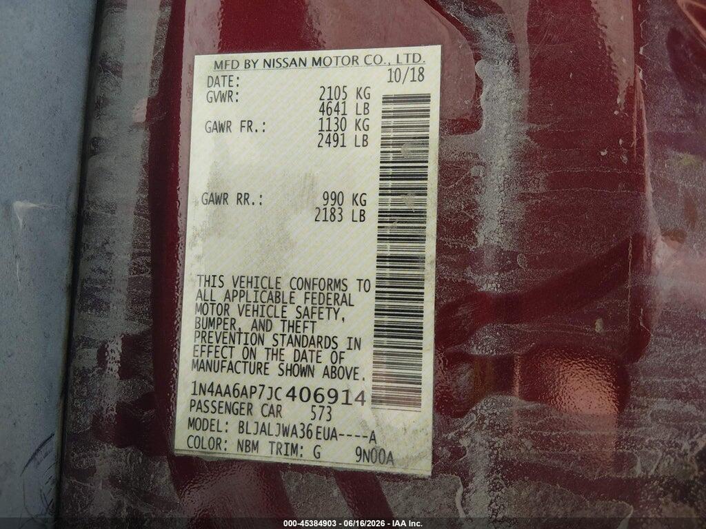 1N4AA6AP7JC406914 2018 NISSAN MAXIMA photo no. 9
