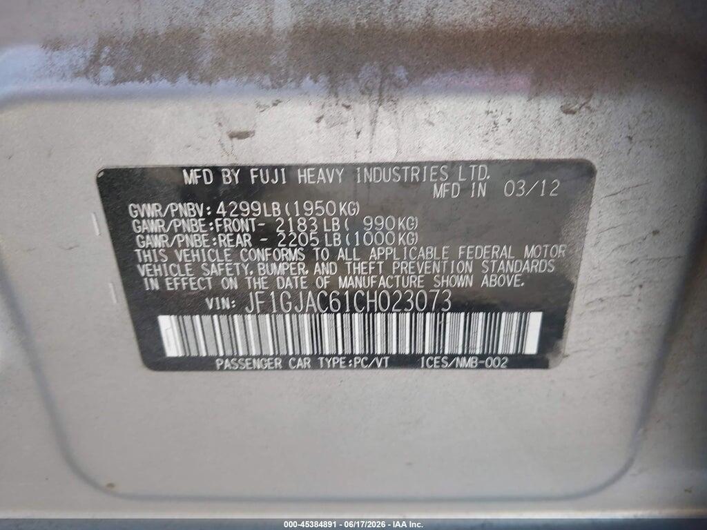 JF1GJAC61CH023073 2012 SUBARU IMPREZA photo no. 9