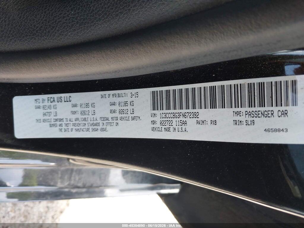 1C3CCCBG3FN672392 2015 CHRYSLER 200 photo no. 9