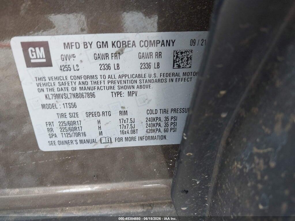 KL79MVSL7NB067896 2022 CHEVROLET TRAILBLAZER photo no. 9